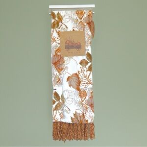 NEW Autumn Trails Fall Leaves Chenille Fringe Oversized Halloween Throw Blanket